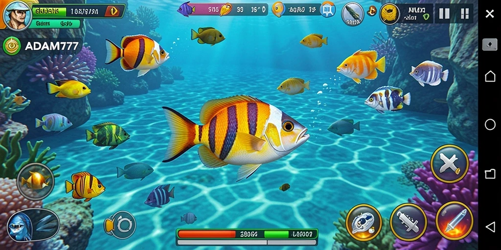 Tampilan gameplay seru dari ADAM77 saat menangkap ikan.