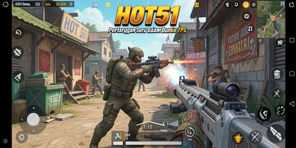 Screenshot HOT51 menampilkan intensitas pertempuran dalam permainan TPS.