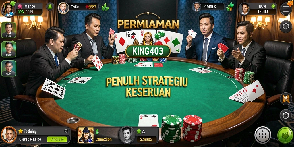 Tampilan utama KING403 menampilkan aksi intens pertandingan poker.