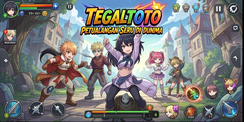 Screenshot utama TEGALTOTO menampilkan karakter anime dalam pertempuran epik.